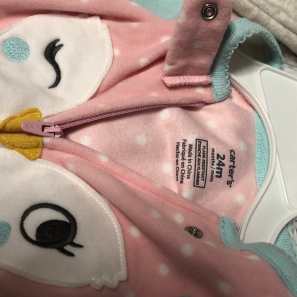 Carter’s pink polka dot owl footie - Picture 5 of 6